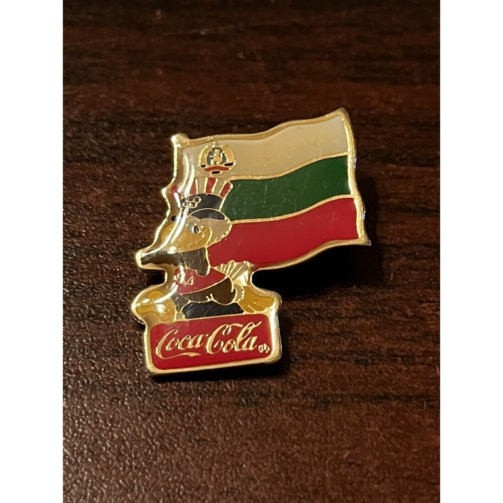 Vintage 1984 Los Angeles Olympics Coca Cola Sam Eagle Bulgaria Flag Lapel Pin